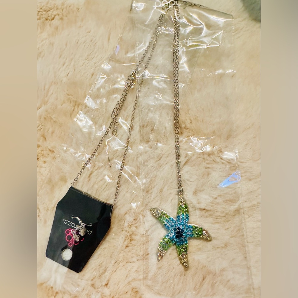paparazzi jewelry Starfish multicolored gems Pendant on long Necklace chain NEW